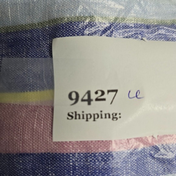 C&C California Top Womens Large Colorful Striped Button Short Sleeve Linen Beach - Picture 10 of 10